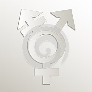Transexual intersex sex symbol icon, card paper 3D natural
