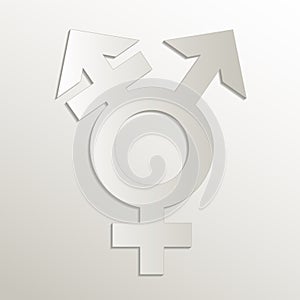 Transexual intersex sex symbol icon, card paper 3D natural photo