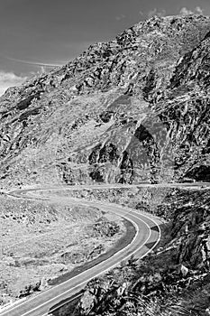 Transfagarasan road crossing the Carpathian Mountains in Transylvania, Romania