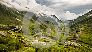 Transfagarasan road on Fagaras mountain , Romania