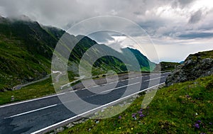 Transfagarasan road on a rainy day