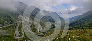 Transfagarasan road view from above