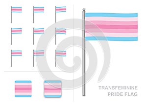 Transfeminine Pride Flag Waving Animation App Icon Vector
