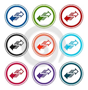 Transfer arrow icon flat round buttons set illustration design