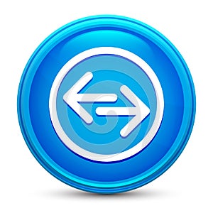 Transfer arrow icon glass shiny blue round button isolated design vector illustration