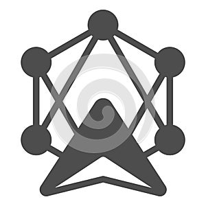 Transfer cycles and navigation cursor solid icon, neural dataset concept. Vector graphics. Blockchain cloud, visual data