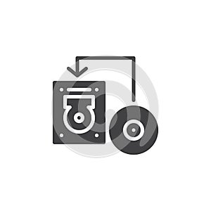 Transfer disk into hard drive disk icon vector