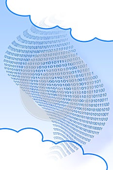 Transfer files across multiple cloud drives to manage your online secure storage - concept image with binary code and copy space