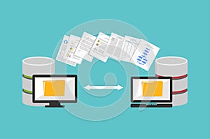 Transfer files. Sharing files. Backup files. Migration concept