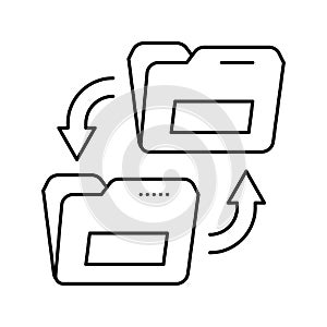 transfer folder line icon vector illustration