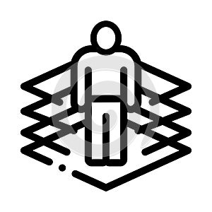 Transfer of man into virtuality icon vector outline illustration
