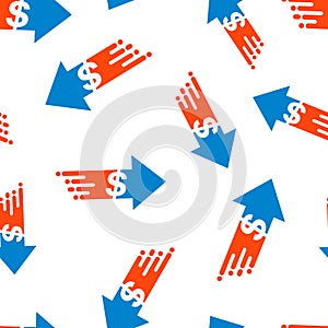 Transfer money icon seamless pattern background. Dollar vector illustration on white isolated background. Payment business concept