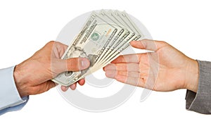 Transfer of money between man and woman