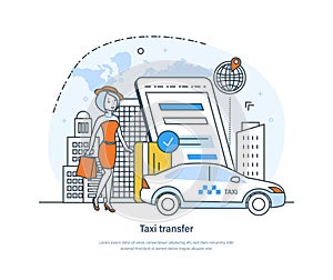 Transfer and taxi service for delivering people to destination