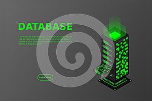 Internet of things (IOT) bannerData hosting. Data flow. Data storage. Server