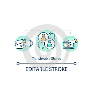 Transferable shares concept icon photo