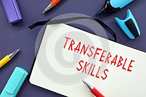 Transferable Skills sign on the sheet