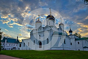 Transfiguration Monastery in Murom old town at sunset