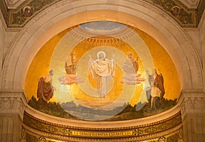 Transfiguration mosaic in the cathedral on Mount Tabor, Israel photo