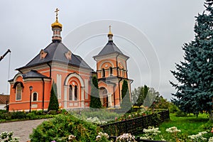 Transfiguration temple of Optina Monastery. Optina Pustyn literally Opta`s hermitage is an Eastern Orthodox monastery