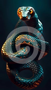 3D snake cartoon character illustration ai generated