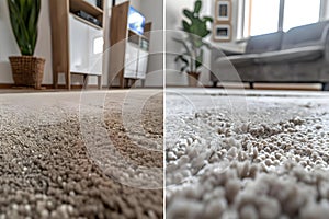 Transformation of Dirty Carpet Before and After Professional Cleaning Services. Concept Dirty