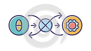 Transformation Process: Abstract Change Evolution Icon, vector design Generative AI