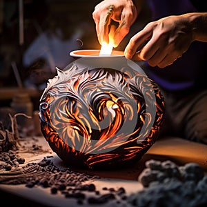 Transformative Pottery Art: Clay Emerging from Roaring Flames