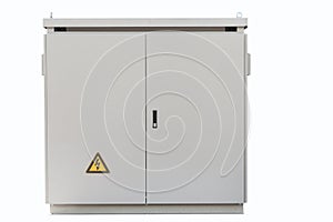 Transformer cabinet, Outdoor electric control box isolated on white with clipping path.