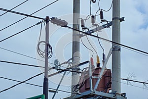Transformer at a high-voltage power transmission lines