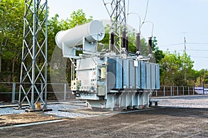 Transformer station and the high voltage electric pole photo