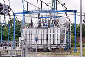Transformer station. A power substation in which electricity is distributed at different voltage levels