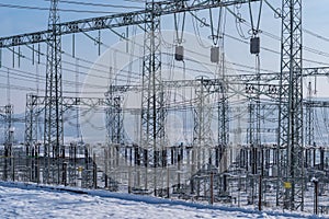 Transformer substation in the winter.