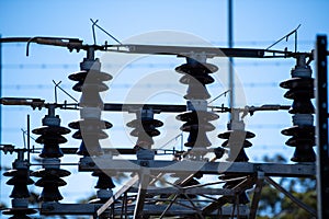 Transformers and insulators at a power electrical sub station