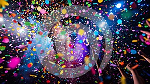 Transforming any occasion into a spectacle colorful explosions from confetti cannons create a festive atmospher