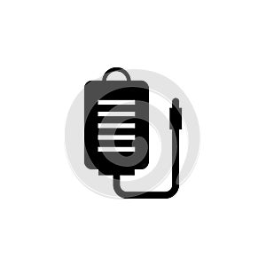 Transfusion Blood Bag, Infusion Drip. Flat Vector Icon illustration. Simple black symbol on white background. Transfusion Blood,