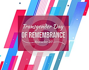 Transgender Day of Remembrance background design with random titled shapes and typography in the box