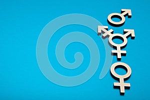 Transgender diversity, intersex activism. Bisexuality concept. Copy space for text photo