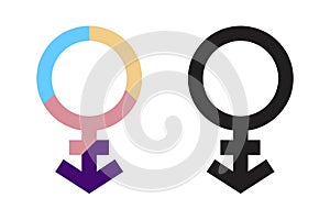 Transgender sex icon set. Androgynous and intersex gender identity sign. colorful Transgender Male sign, Third gender icon. Multi