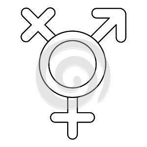 Transgender sign icon, outline style