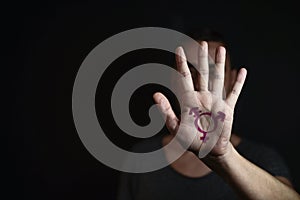 Transgender symbol in the palm of the hand