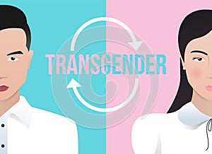 Transgender and Transsexual concept with half male and half female and circle arrow verctor design