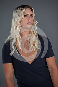 Transgender woman with long blond hair