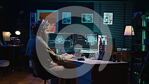 Transhumanist using neuroscientific technology to transcend, transferring mind