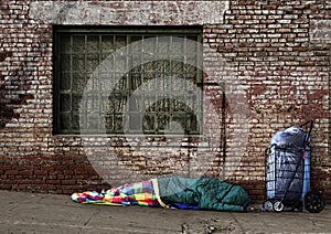 Transient Homeless Soul Sleeping on the Streets