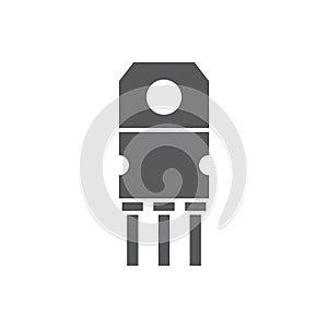 Transistor chip vector icon symbol electronic component isolated on white background
