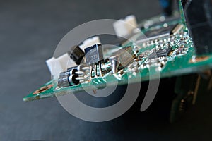 Transistor and diodes on circuit board