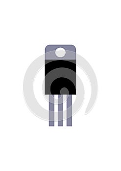 Transistor electronic component on a white background