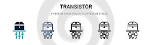 Transistor icon in filled, thin line, outline and stroke style. Vector illustration of two colored and black transistor vector