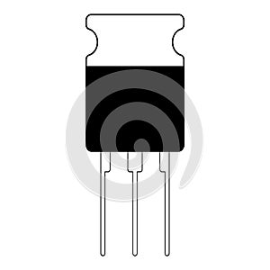 transistor semiconductor element icon, vector electronic component transistor